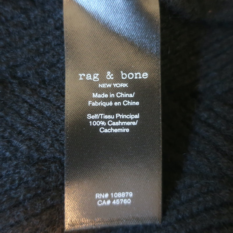 Rag &amp; Bone Durham Herringbone Cashmere Mini Dress Black Size Large NEW