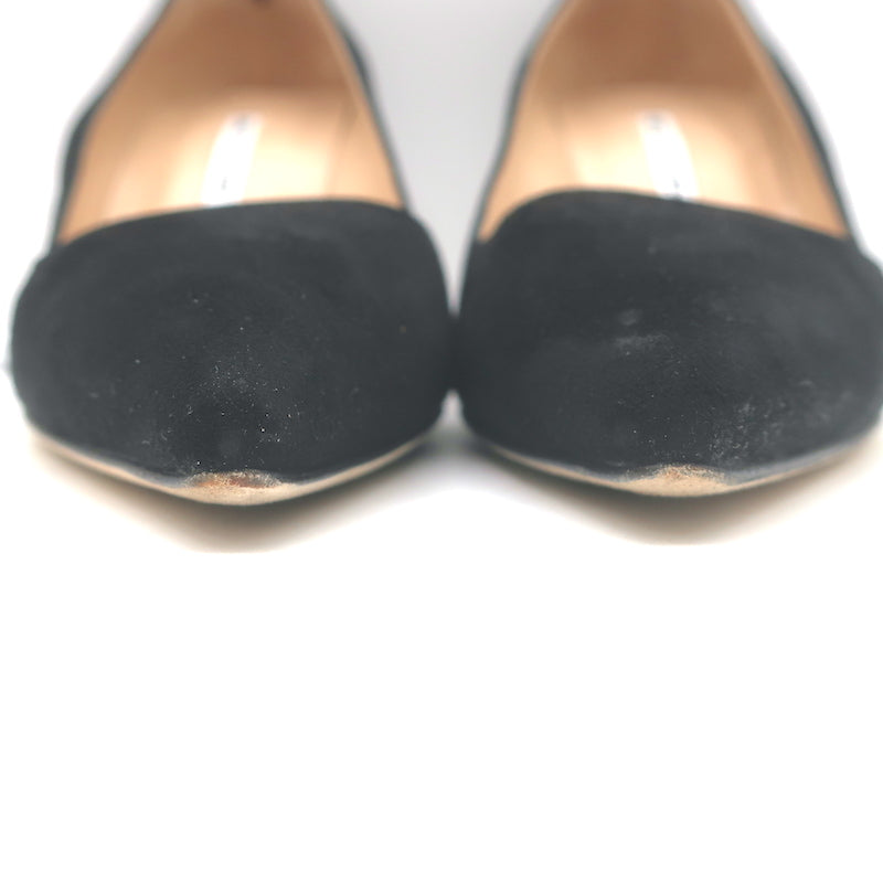 Manolo Blahnik BB 70 Pumps Black Suede Size 40 Pointed Toe Heels