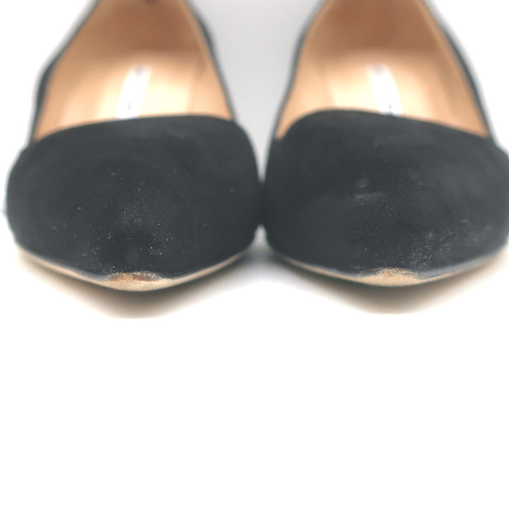 Manolo Blahnik BB 70 Pumps Black Suede Size 40 Pointed Toe Heels