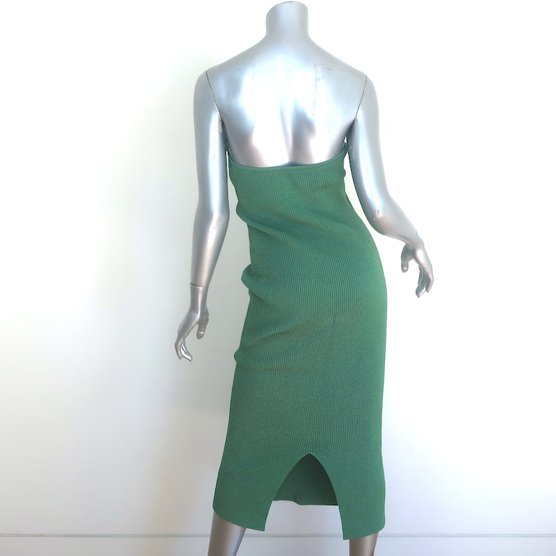 Galvan London Thalia Strapless Midi Dress Sea Green Stretch Knit Size Medium NEW