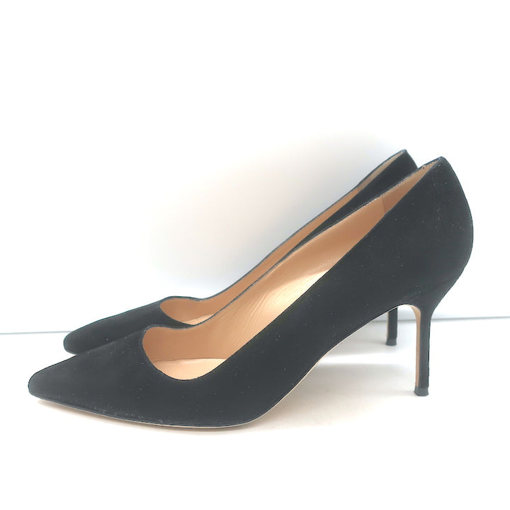 Manolo Blahnik BB 70 Pumps Black Suede Size 40 Pointed Toe Heels