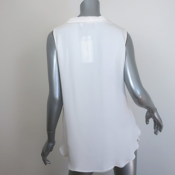 Oscar de La Renta Tie-Neck Blouse Ivory Silk Size 6 Sleeveless Top NEW