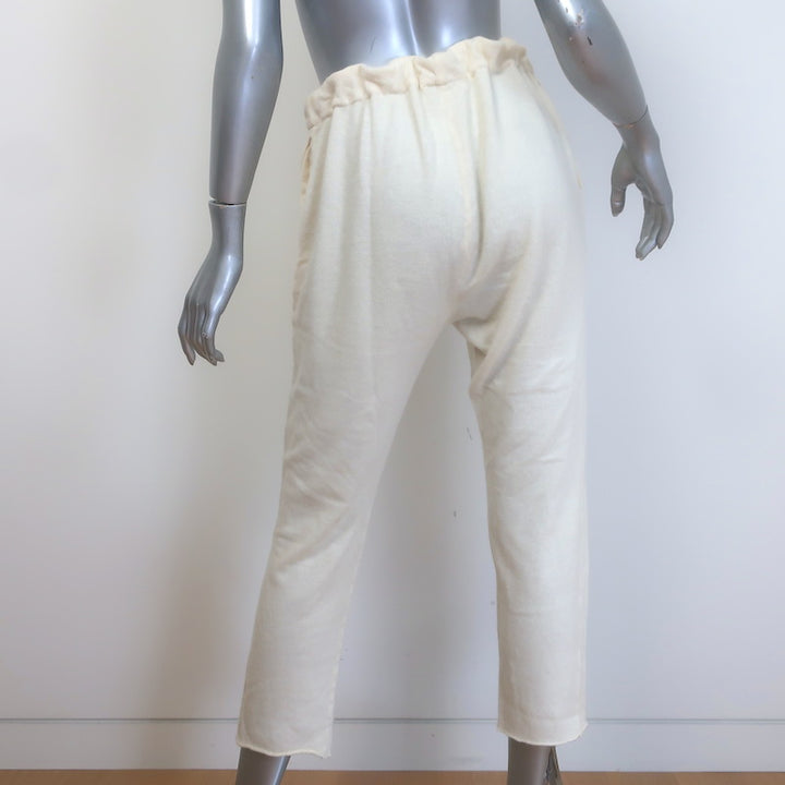 The Elder Statesman Cashmere Cropped Raw Edge Sweatpants Ivory Size Small