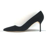 Manolo Blahnik BB 70 Pumps Black Suede Size 40 Pointed Toe Heels