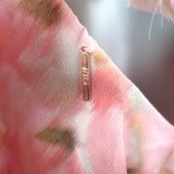 MISA Claudita Ruffled Maxi Dress Light Pink Printed Chiffon Size Small