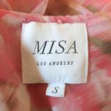 MISA Claudita Ruffled Maxi Dress Light Pink Printed Chiffon Size Small