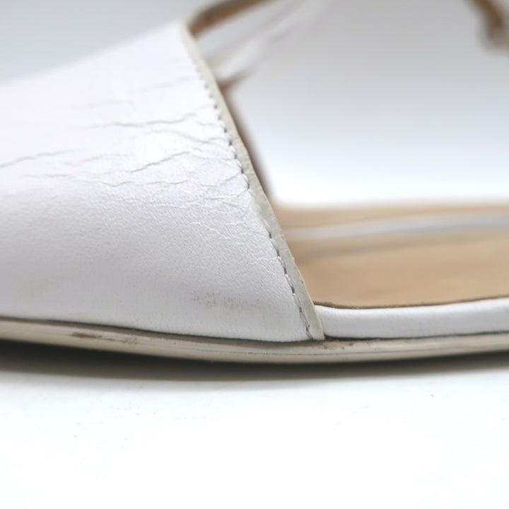 Marsell Distesa T-Strap Ballet Flats White Leather Size 40