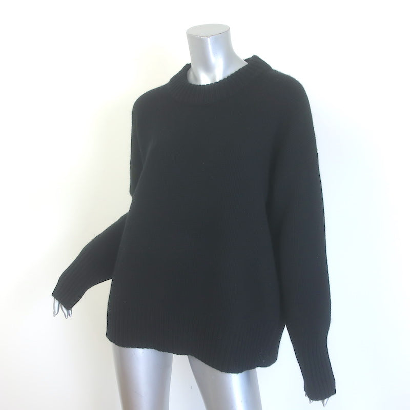 La Ligne Marin Oversized Crewneck Sweater Black Wool-Cashmere Size Large NEW