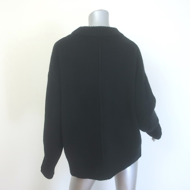 La Ligne Marin Oversized Crewneck Sweater Black Wool-Cashmere Size Large NEW