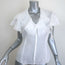 Ralph Lauren Blue Label Ruffle Top White Ramie Size 8 Short Sleeve Blouse