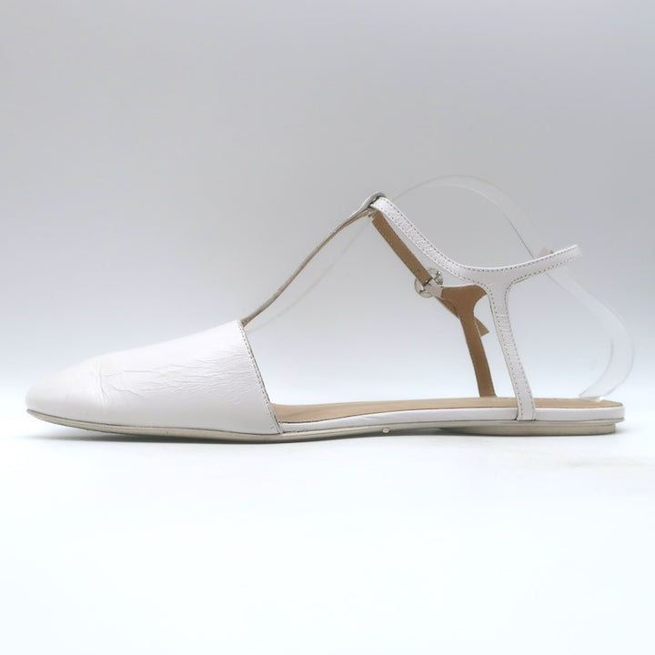 Marsell Distesa T-Strap Ballet Flats White Leather Size 40
