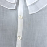 Ralph Lauren Blue Label Ruffle Top White Ramie Size 8 Short Sleeve Blouse