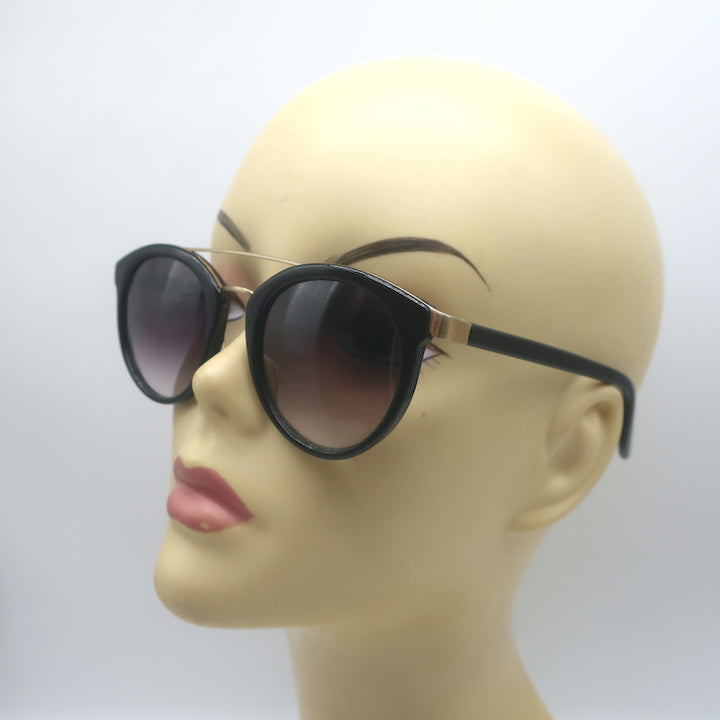 Barton Perreira Dalziel Round Brow Bar Sunglasses Black/Gold
