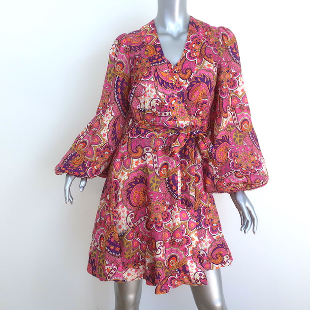 zimmermann pink wrap dress Zimmermann Silk Wrap Mini Dress in Petal
