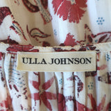 Ulla Johnson Zaria Puff Sleeve Midi Dress Cream/Red Floral Print Cotton Size 6