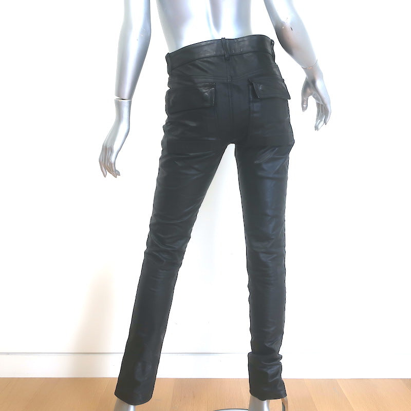 Rick Owens Fogachine Tyrone Leather Skinny Pants Black Size US 4