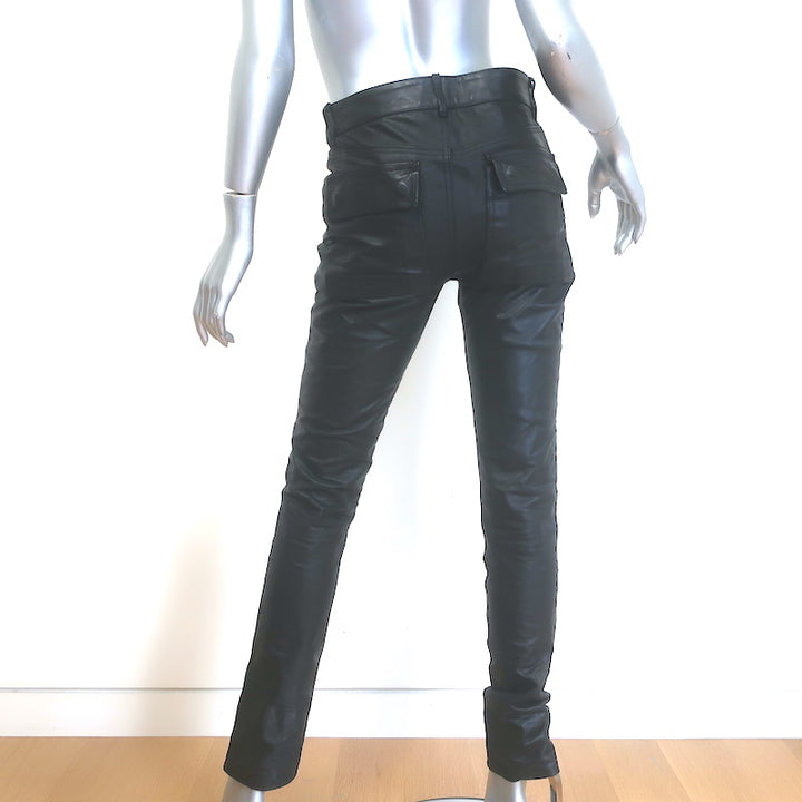 Rick Owens Fogachine Tyrone Leather Skinny Pants Black Size US 4