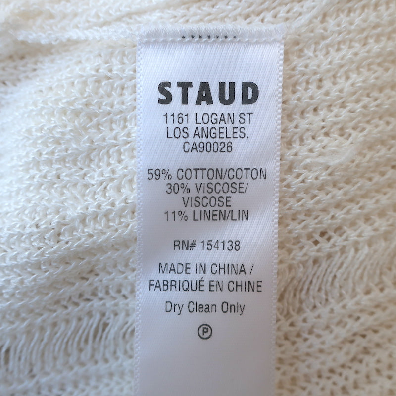 STAUD Sorrento Ruffled Crocheted Maxi Dress White Cotton-Blend Size Medium NEW