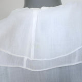 Ralph Lauren Blue Label Ruffle Top White Ramie Size 8 Short Sleeve Blouse