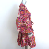 Zimmermann Fiesta Mini Wrap Dress Pink Paisley Print Linen Size 1