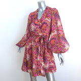 Zimmermann Fiesta Mini Wrap Dress Pink Paisley Print Linen Size 1