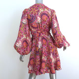 Zimmermann Fiesta Mini Wrap Dress Pink Paisley Print Linen Size 1