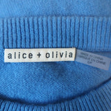 Alice + Olivia Angie Crewneck Sweater Blue Stretch Wool-Cashmere Size Small
