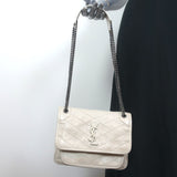 Saint Laurent Baby Niki Shoulder Bag Off-White Vintage Leather Crossbody