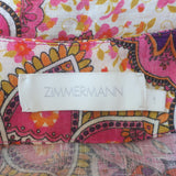 Zimmermann Fiesta Mini Wrap Dress Pink Paisley Print Linen Size 1