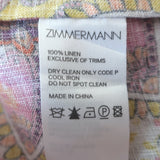Zimmermann Fiesta Mini Wrap Dress Pink Paisley Print Linen Size 1