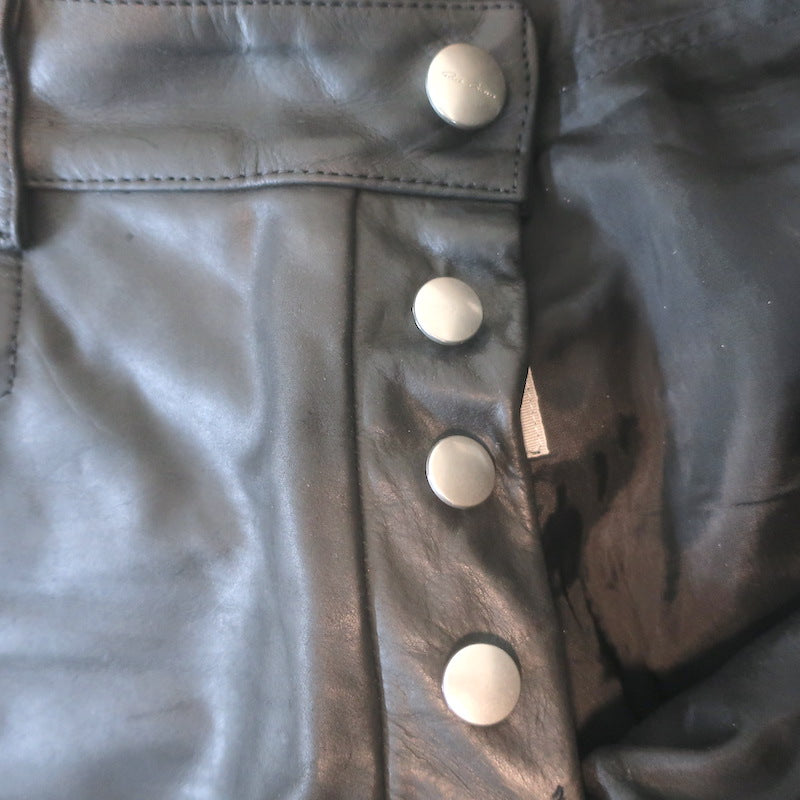 Rick Owens Fogachine Tyrone Leather Skinny Pants Black Size US 4