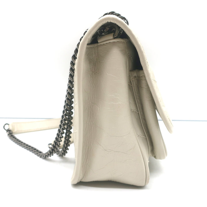 Saint Laurent Baby Niki Shoulder Bag Off-White Vintage Leather Crossbody