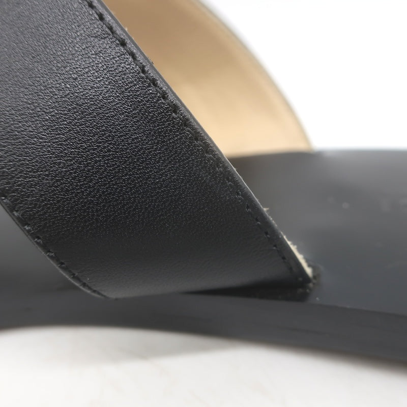 Gucci GG Marmont T-Strap Flat Thong Sandals Black Leather Size 40