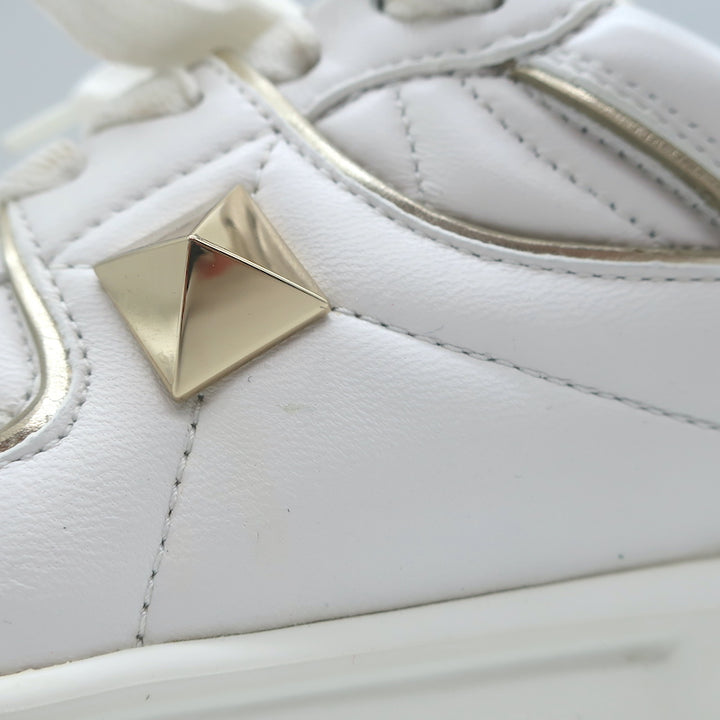 Valentino One Stud Low Top Sneakers White &amp; Gold Leather Size 35.5