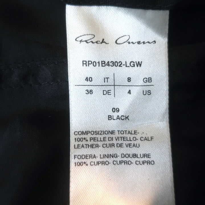 Rick Owens Fogachine Tyrone Leather Skinny Pants Black Size US 4