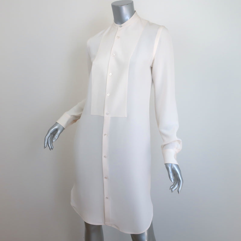 Ralph Lauren Black Label Long Sleeve Shirt Dress Ivory Crepe Size 4