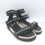 Valentino Rockstud Nylon Double Strap Espadrille Sandals Black Size 38 NEW