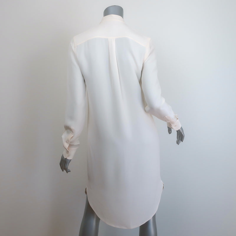 Ralph Lauren Black Label Long Sleeve Shirt Dress Ivory Crepe Size 4