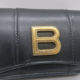 Balenciaga Hourglass Mini Trifold Wallet Black Leather