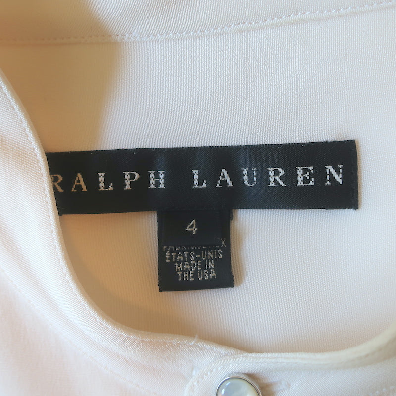 Ralph Lauren Black Label Long Sleeve Shirt Dress Ivory Crepe Size 4