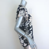 Vince Arboretum Top Navy/Cream Floral Satin Size Small Cap Sleeve Blouse NEW