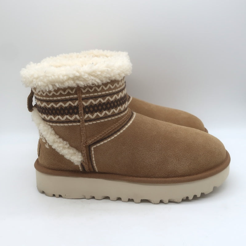 UGG Classic Mini Atherson Shearling Ankle Boots Chestnut Suede Size 9