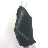 Zimmermann Pleated Chiffon-Sleeve Blouse Black Crepe Size 2