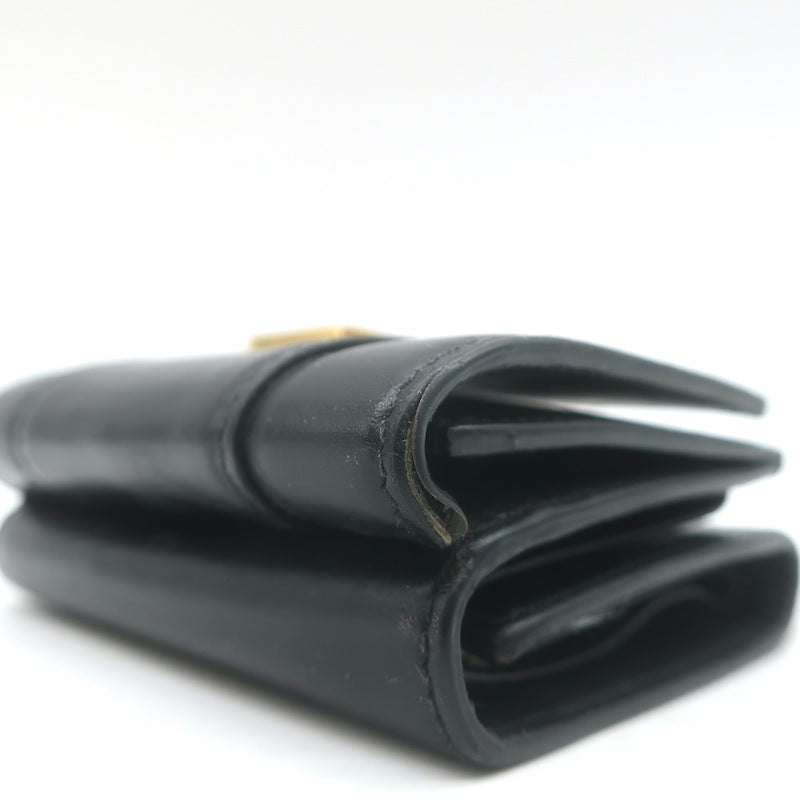 Balenciaga Hourglass Mini Trifold Wallet Black Leather