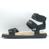 Valentino Rockstud Nylon Double Strap Espadrille Sandals Black Size 38 NEW