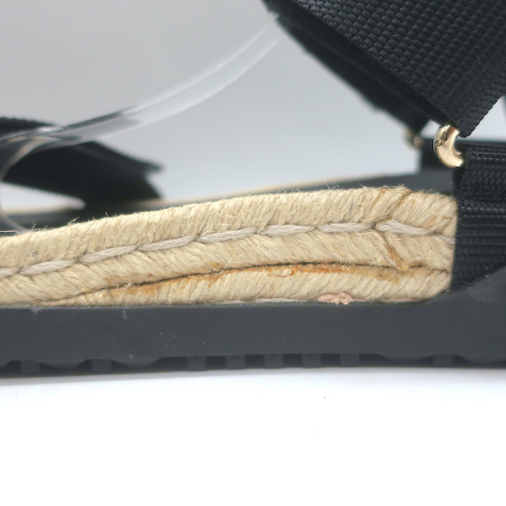 Valentino Rockstud Nylon Double Strap Espadrille Sandals Black Size 38 NEW