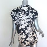 Vince Arboretum Top Navy/Cream Floral Satin Size Small Cap Sleeve Blouse NEW