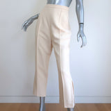 KHAITE Pintucked Cropped High Rise Trousers Ecru Size 8