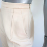 KHAITE Pintucked Cropped High Rise Trousers Ecru Size 8
