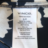 Vince Arboretum Top Navy/Cream Floral Satin Size Small Cap Sleeve Blouse NEW